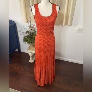Lobster Orange and Navy Polka Maxi Dress by Maison Jules Size Medium